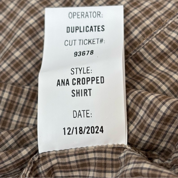 Citizens of Humanity Ana Cropped Shirt Heritage Plaid Size Small Brown - Picture 13 of 13